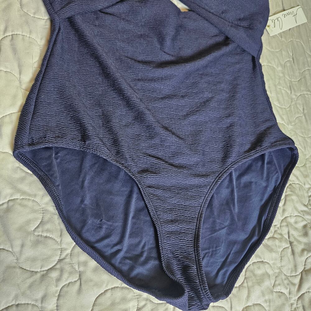 NWT Anne Cole Swimsuit Twist Front Textured One Piece Swimsuit Sz 12 - Picture 5 of 12